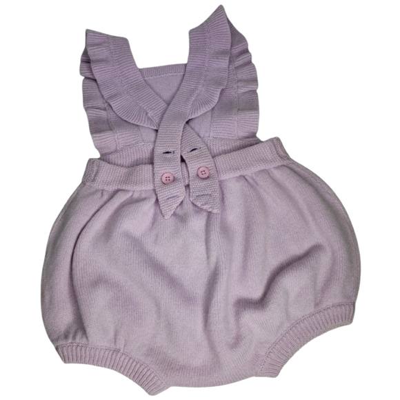 Cashmere 4 Ply Ruffled Romper Adjustable Straps Luxury Cottagecore Bloomers Sz 3 - Picture 12 of 13